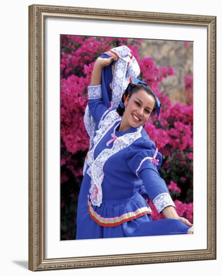 Native Dancer in Colored Dress with Flowers, Mexico-Bill Bachmann-Framed Photographic Print