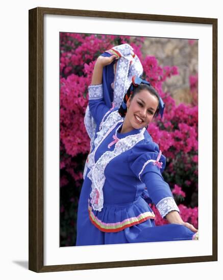 Native Dancer in Colored Dress with Flowers, Mexico-Bill Bachmann-Framed Photographic Print