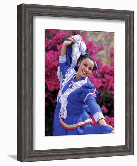 Native Dancer in Colored Dress with Flowers, Mexico-Bill Bachmann-Framed Photographic Print