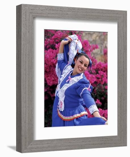 Native Dancer in Colored Dress with Flowers, Mexico-Bill Bachmann-Framed Photographic Print