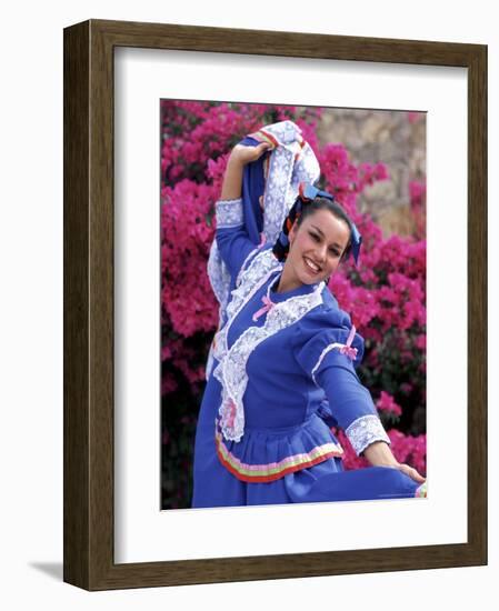 Native Dancer in Colored Dress with Flowers, Mexico-Bill Bachmann-Framed Photographic Print