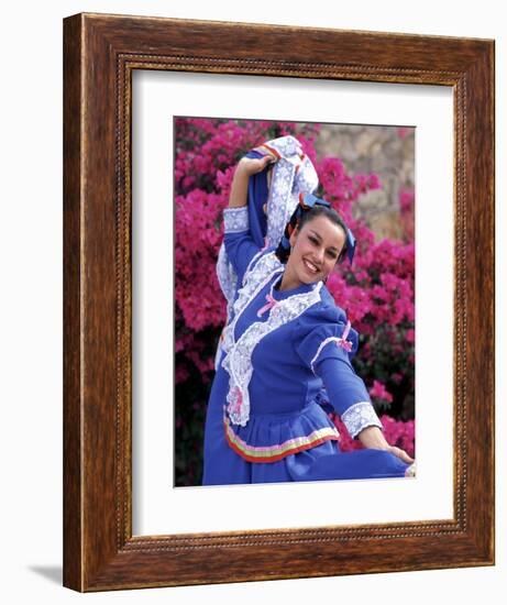 Native Dancer in Colored Dress with Flowers, Mexico-Bill Bachmann-Framed Photographic Print