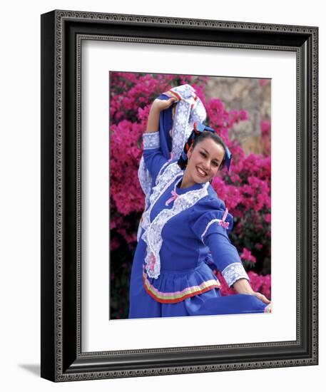 Native Dancer in Colored Dress with Flowers, Mexico-Bill Bachmann-Framed Photographic Print