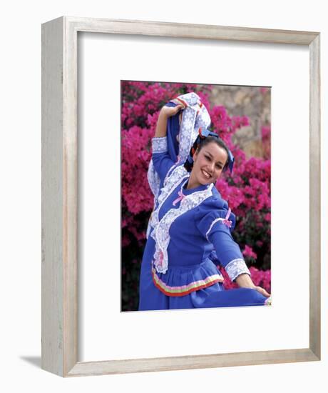 Native Dancer in Colored Dress with Flowers, Mexico-Bill Bachmann-Framed Photographic Print