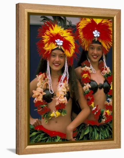 Native Dancers, Huahine, Tahiti, French Polynesia, Oceania-Bill Bachmann-Framed Premier Image Canvas