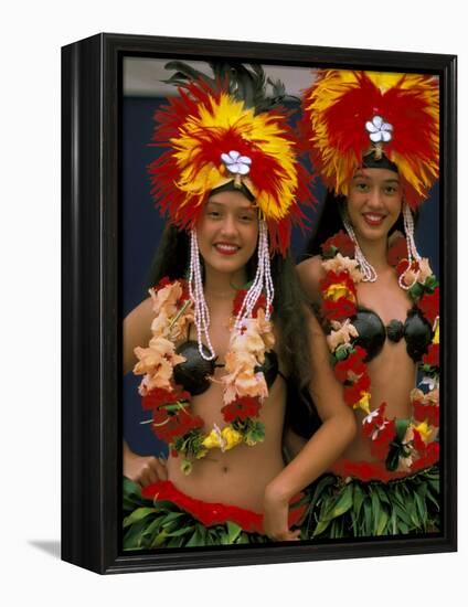 Native Dancers, Huahine, Tahiti, French Polynesia, Oceania-Bill Bachmann-Framed Premier Image Canvas