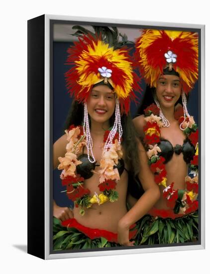 Native Dancers, Huahine, Tahiti, French Polynesia, Oceania-Bill Bachmann-Framed Premier Image Canvas