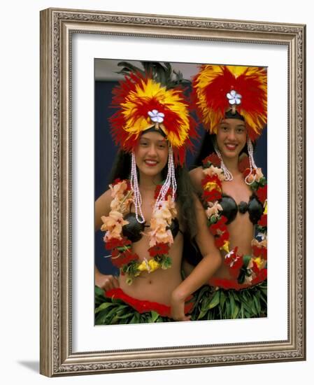 Native Dancers, Huahine, Tahiti, French Polynesia, Oceania-Bill Bachmann-Framed Photographic Print