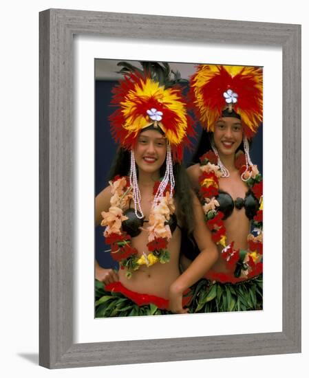 Native Dancers, Huahine, Tahiti, French Polynesia, Oceania-Bill Bachmann-Framed Photographic Print