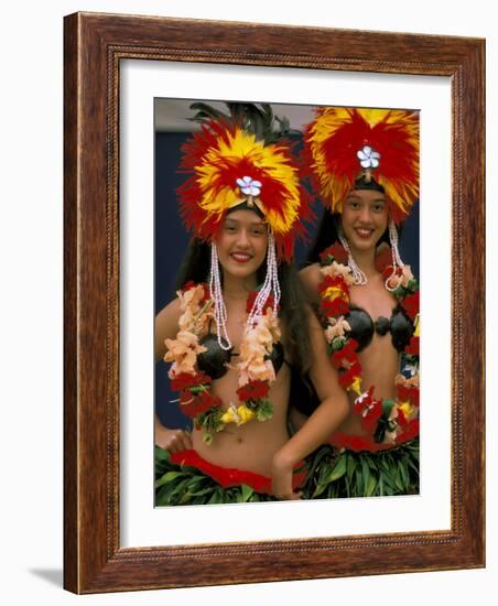 Native Dancers, Huahine, Tahiti, French Polynesia, Oceania-Bill Bachmann-Framed Photographic Print