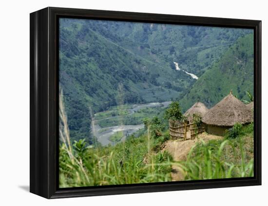 Native Huts in a Valley Near Uriva, Zaire, Africa-Poole David-Framed Premier Image Canvas