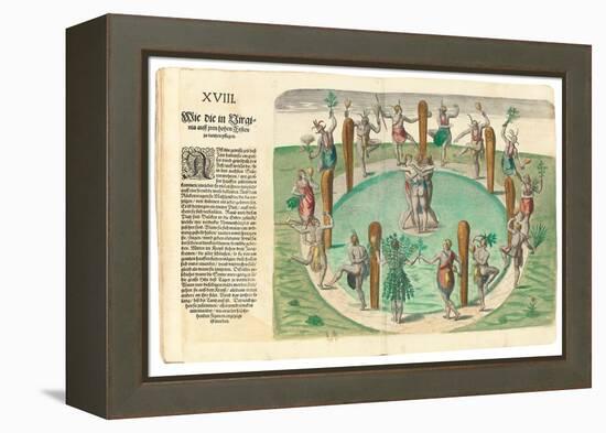 Native Indians Dancing, 1590-John White-Framed Premier Image Canvas