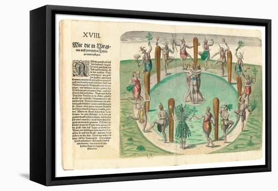 Native Indians Dancing, 1590-John White-Framed Premier Image Canvas