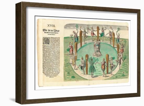 Native Indians Dancing, 1590-John White-Framed Giclee Print