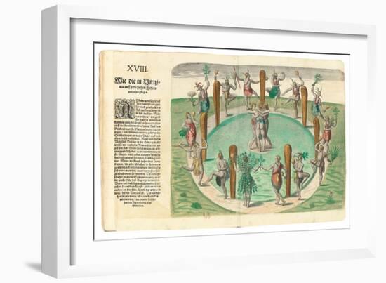 Native Indians Dancing, 1590-John White-Framed Giclee Print