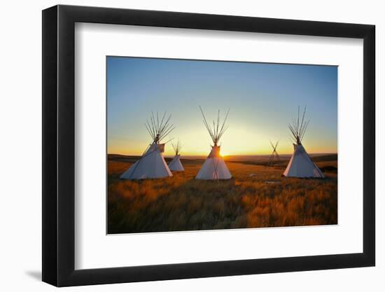 Native North American Tipis at Sunrise on the Plains-Sky Light Pictures-Framed Photographic Print