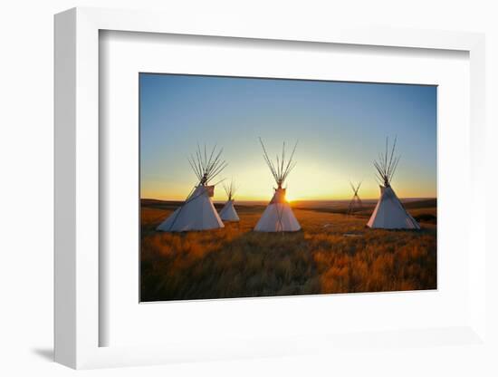 Native North American Tipis at Sunrise on the Plains-Sky Light Pictures-Framed Photographic Print
