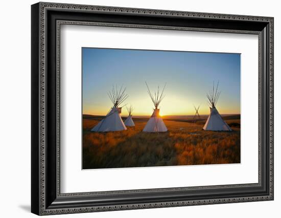 Native North American Tipis at Sunrise on the Plains-Sky Light Pictures-Framed Photographic Print