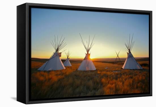 Native North American Tipis at Sunrise on the Plains-Sky Light Pictures-Framed Premier Image Canvas