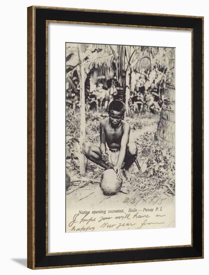 Native Opening Cocoanut-null-Framed Photographic Print