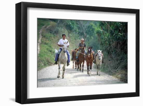 Native people on horses, Costa Rica-null-Framed Art Print