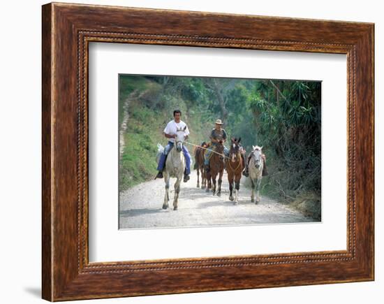 Native people on horses, Costa Rica-null-Framed Art Print