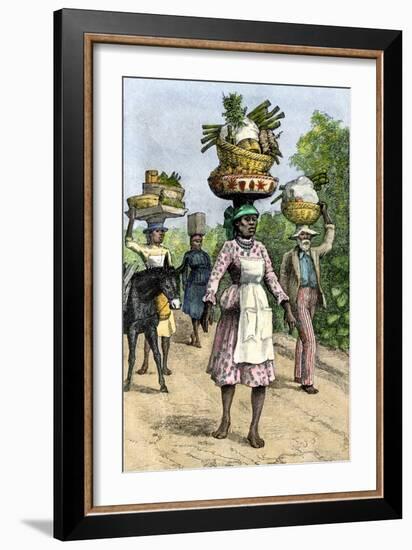 Native People on their Way to Market in Kingston, Jamaica, c.1890-null-Framed Giclee Print