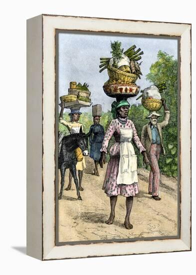 Native People on their Way to Market in Kingston, Jamaica, c.1890-null-Framed Premier Image Canvas