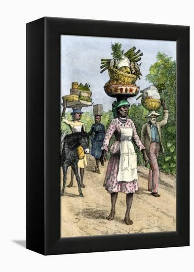 Native People on their Way to Market in Kingston, Jamaica, c.1890-null-Framed Premier Image Canvas