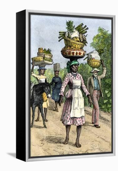 Native People on their Way to Market in Kingston, Jamaica, c.1890-null-Framed Premier Image Canvas