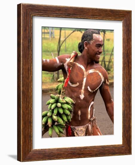 Native Preparing to Compete in Banana Race, Tapati Festival, Rapa Nui, Easter Island, Chile-Bill Bachmann-Framed Photographic Print