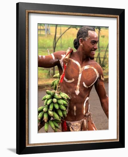 Native Preparing to Compete in Banana Race, Tapati Festival, Rapa Nui, Easter Island, Chile-Bill Bachmann-Framed Photographic Print