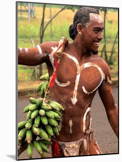 Native Preparing to Compete in Banana Race, Tapati Festival, Rapa Nui, Easter Island, Chile-Bill Bachmann-Mounted Photographic Print