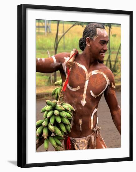 Native Preparing to Compete in Banana Race, Tapati Festival, Rapa Nui, Easter Island, Chile-Bill Bachmann-Framed Photographic Print