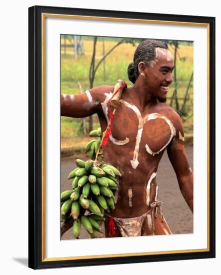 Native Preparing to Compete in Banana Race, Tapati Festival, Rapa Nui, Easter Island, Chile-Bill Bachmann-Framed Photographic Print