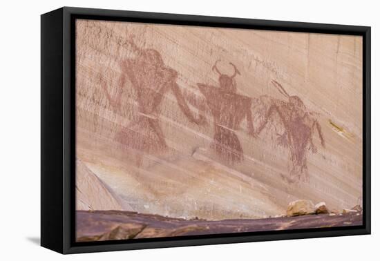Native Pueblo rock art, Lower Calf Creek Falls Trail, Grand Staircase-Escalante National Monument, -Michael Nolan-Framed Premier Image Canvas