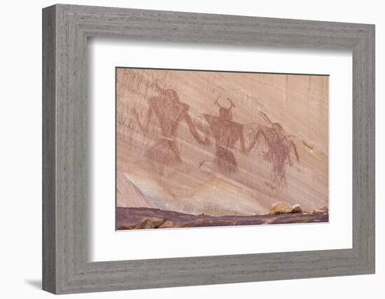Native Pueblo rock art, Lower Calf Creek Falls Trail, Grand Staircase-Escalante National Monument, -Michael Nolan-Framed Photographic Print