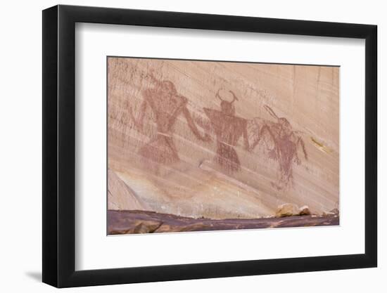 Native Pueblo rock art, Lower Calf Creek Falls Trail, Grand Staircase-Escalante National Monument, -Michael Nolan-Framed Photographic Print