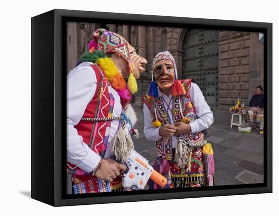 Native Quechua people celebrate the day of San Jeronimo, the patron saint of the city, San Jeronimo-Julio Etchart-Framed Premier Image Canvas