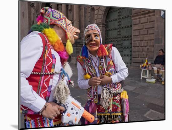 Native Quechua people celebrate the day of San Jeronimo, the patron saint of the city, San Jeronimo-Julio Etchart-Mounted Photographic Print