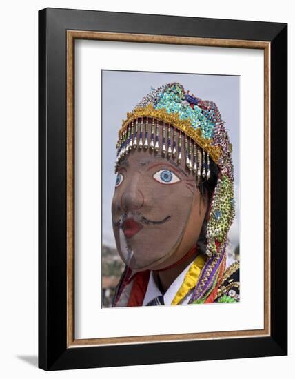 Native Quechua people celebrate the day of San Jeronimo, the patron saint of the city, San Jeronimo-Julio Etchart-Framed Photographic Print