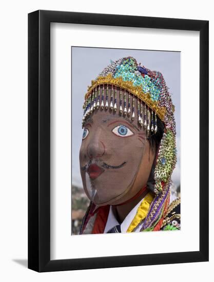 Native Quechua people celebrate the day of San Jeronimo, the patron saint of the city, San Jeronimo-Julio Etchart-Framed Photographic Print