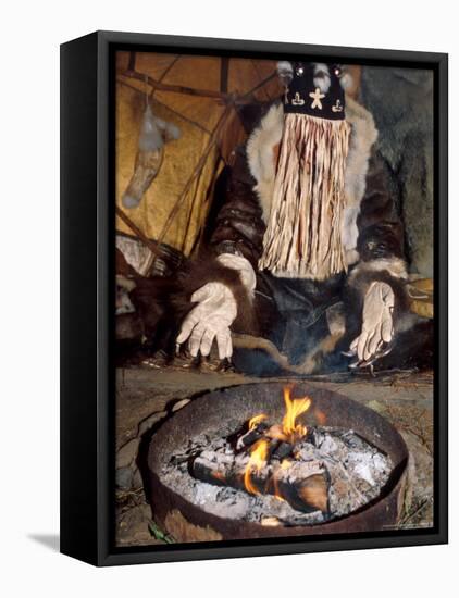 Native Shaman Performing by Bonfire, Kamchatka, Russia-Daisy Gilardini-Framed Premier Image Canvas