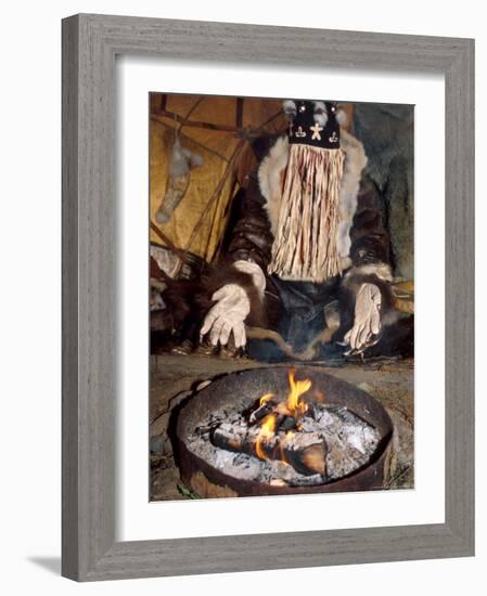 Native Shaman Performing by Bonfire, Kamchatka, Russia-Daisy Gilardini-Framed Photographic Print