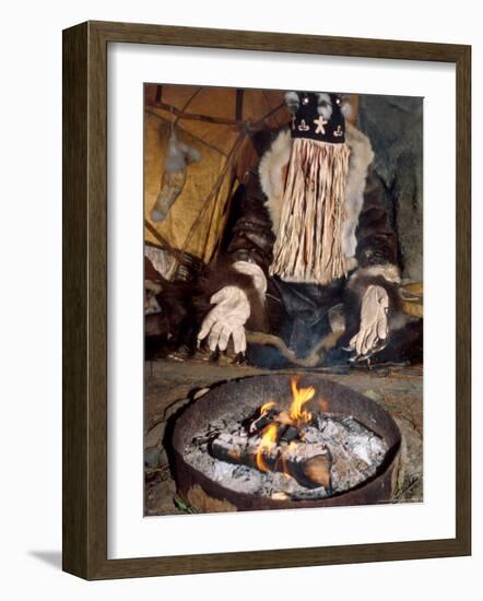 Native Shaman Performing by Bonfire, Kamchatka, Russia-Daisy Gilardini-Framed Photographic Print