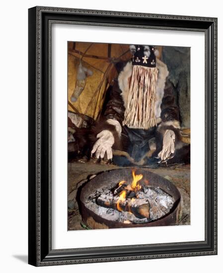 Native Shaman Performing by Bonfire, Kamchatka, Russia-Daisy Gilardini-Framed Photographic Print