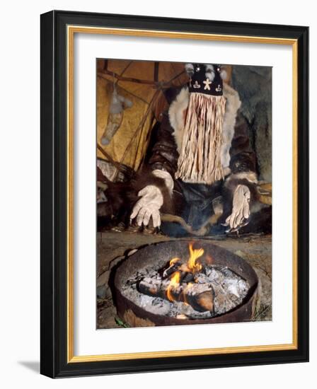 Native Shaman Performing by Bonfire, Kamchatka, Russia-Daisy Gilardini-Framed Photographic Print