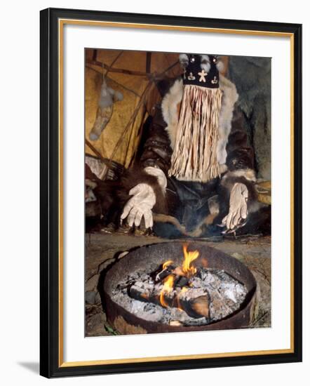 Native Shaman Performing by Bonfire, Kamchatka, Russia-Daisy Gilardini-Framed Photographic Print