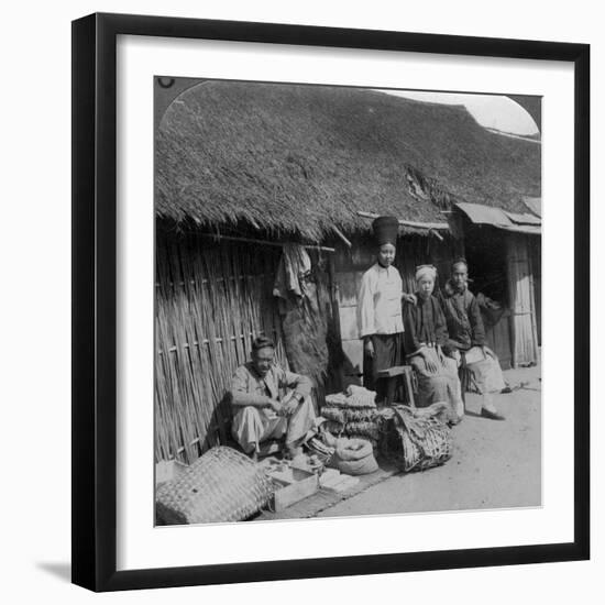 Native Shop and Customers, Near Mogok, Northern Burma, C1900s-Underwood & Underwood-Framed Photographic Print