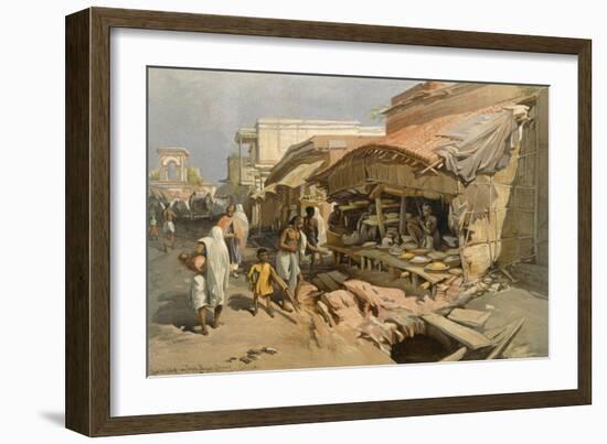 Native Shop in a Calcutta Bazaar, from 'India Ancient and Modern', 1867 (Colour Litho)-William 'Crimea' Simpson-Framed Giclee Print